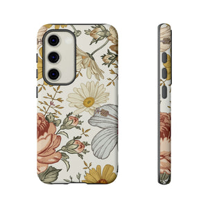 Linear Vintage Flower Samsung Case (Protective) Samsung Galaxy S23 Matte Phone Case