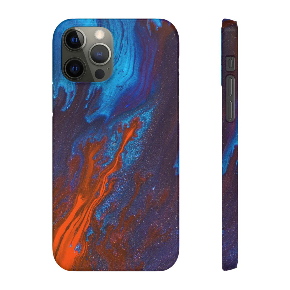 Orange Flame Ink Art iPhone Case (Slim) iPhone 12 Pro Glossy Phone Case