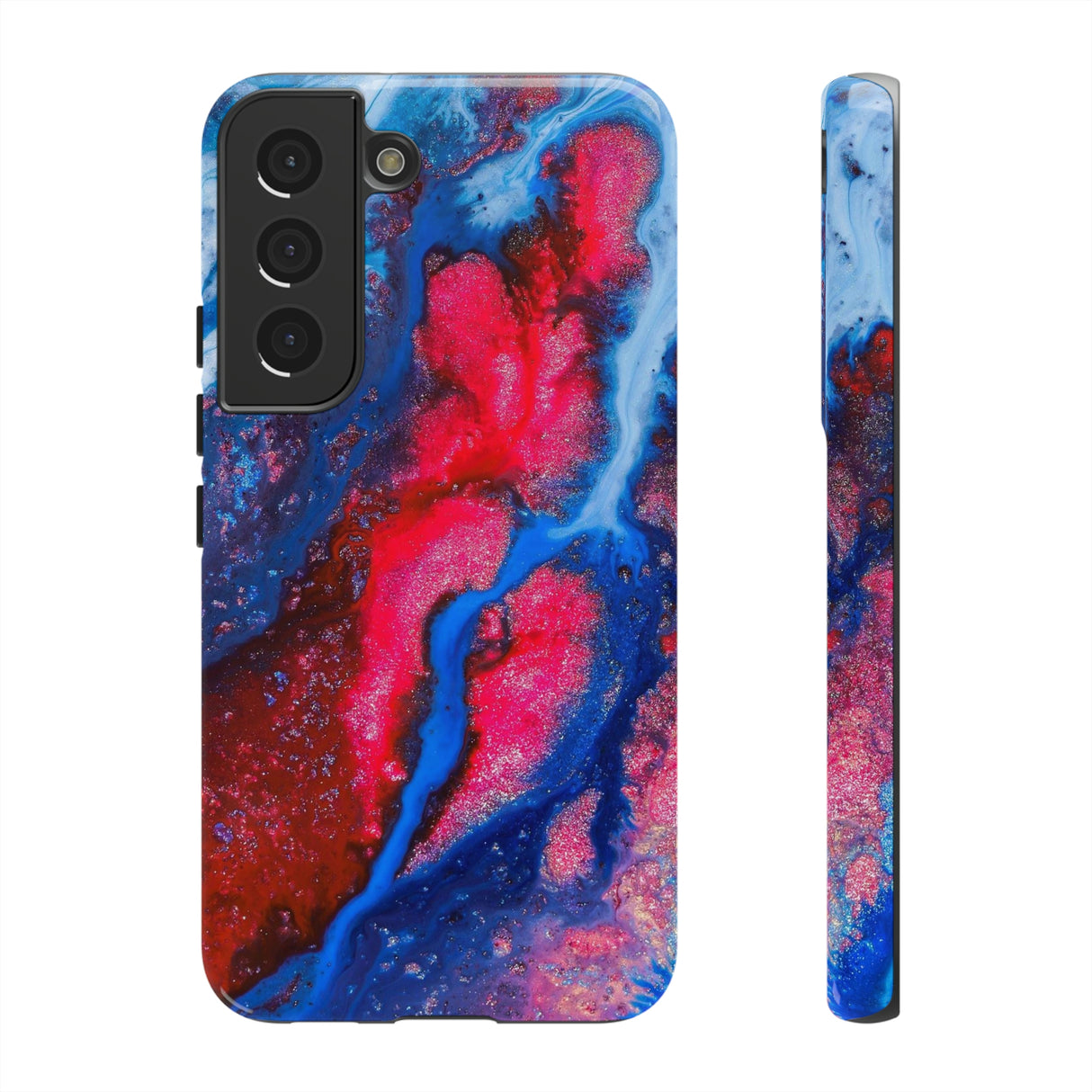 Red n Blue Ink Art Android Case (Protective) Samsung Galaxy S22 Glossy Phone Case