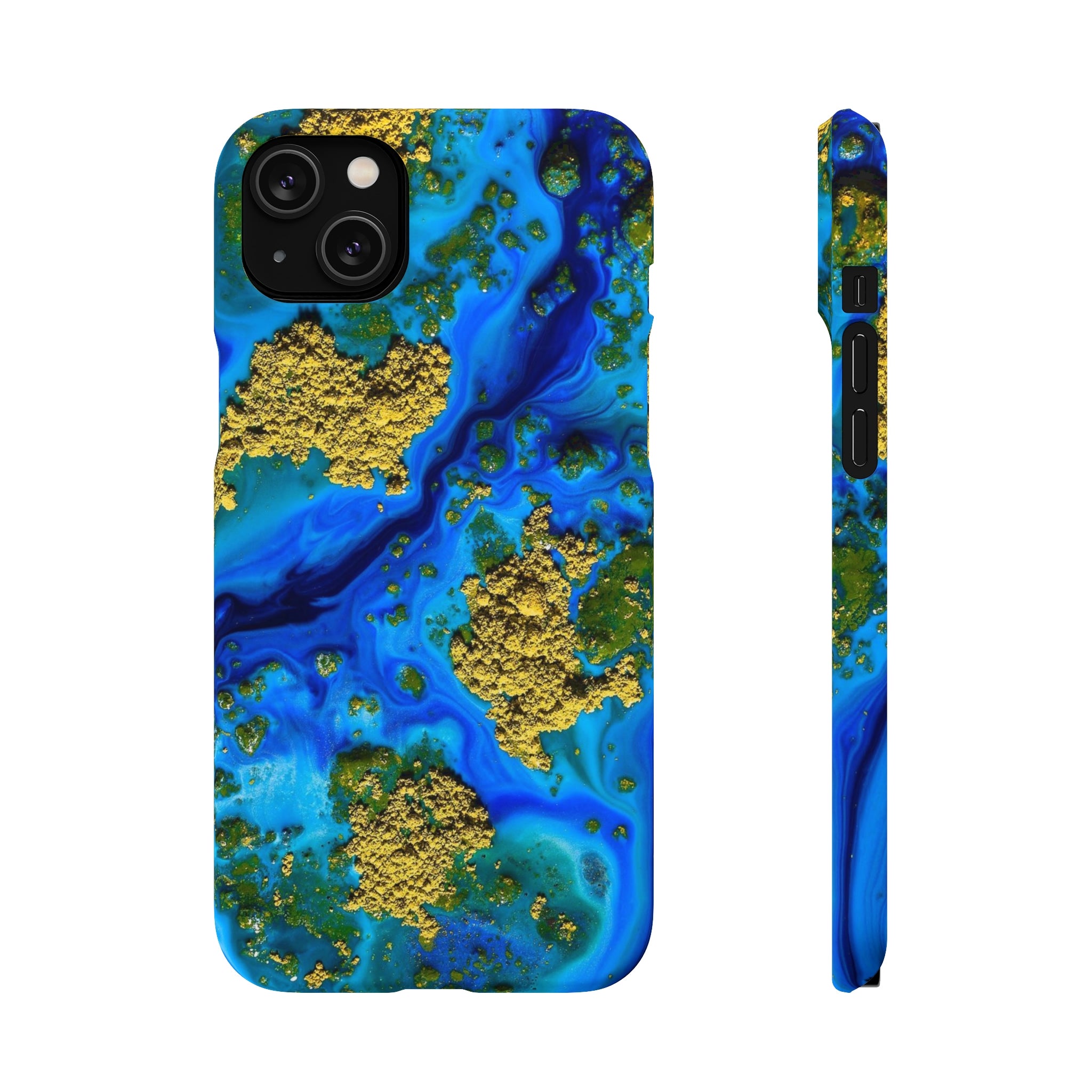 Blue Clear Ocean Ink Art iPhone Case (Slim) iPhone 14 Plus Matte Phone Case