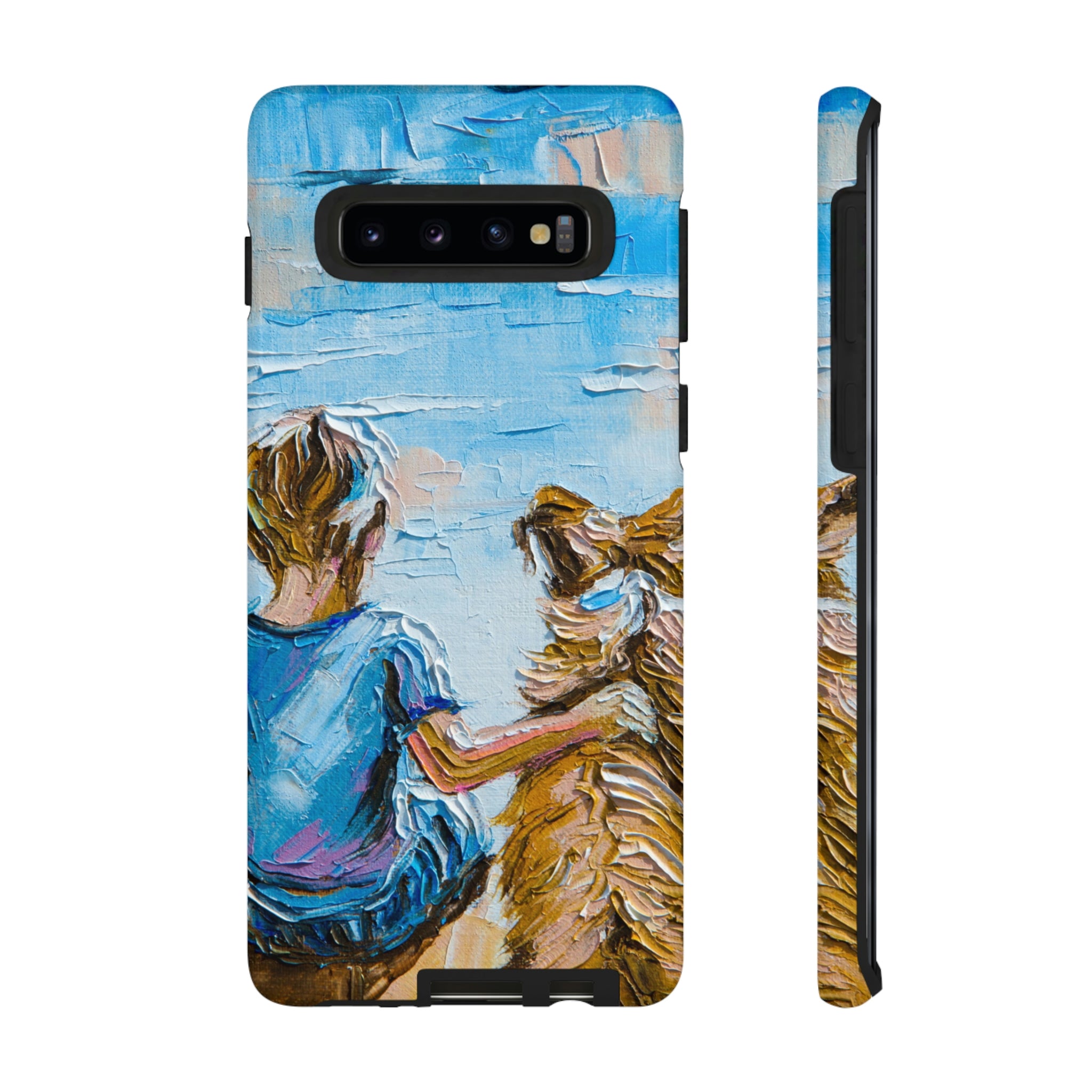 Boy with Dog Android Case (Protective) Samsung Galaxy S10 Glossy Phone Case