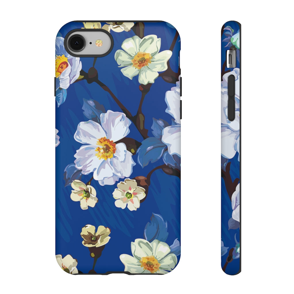 Elegant Flower on Blue iPhone Case (Protective) iPhone 8 Matte Phone Case