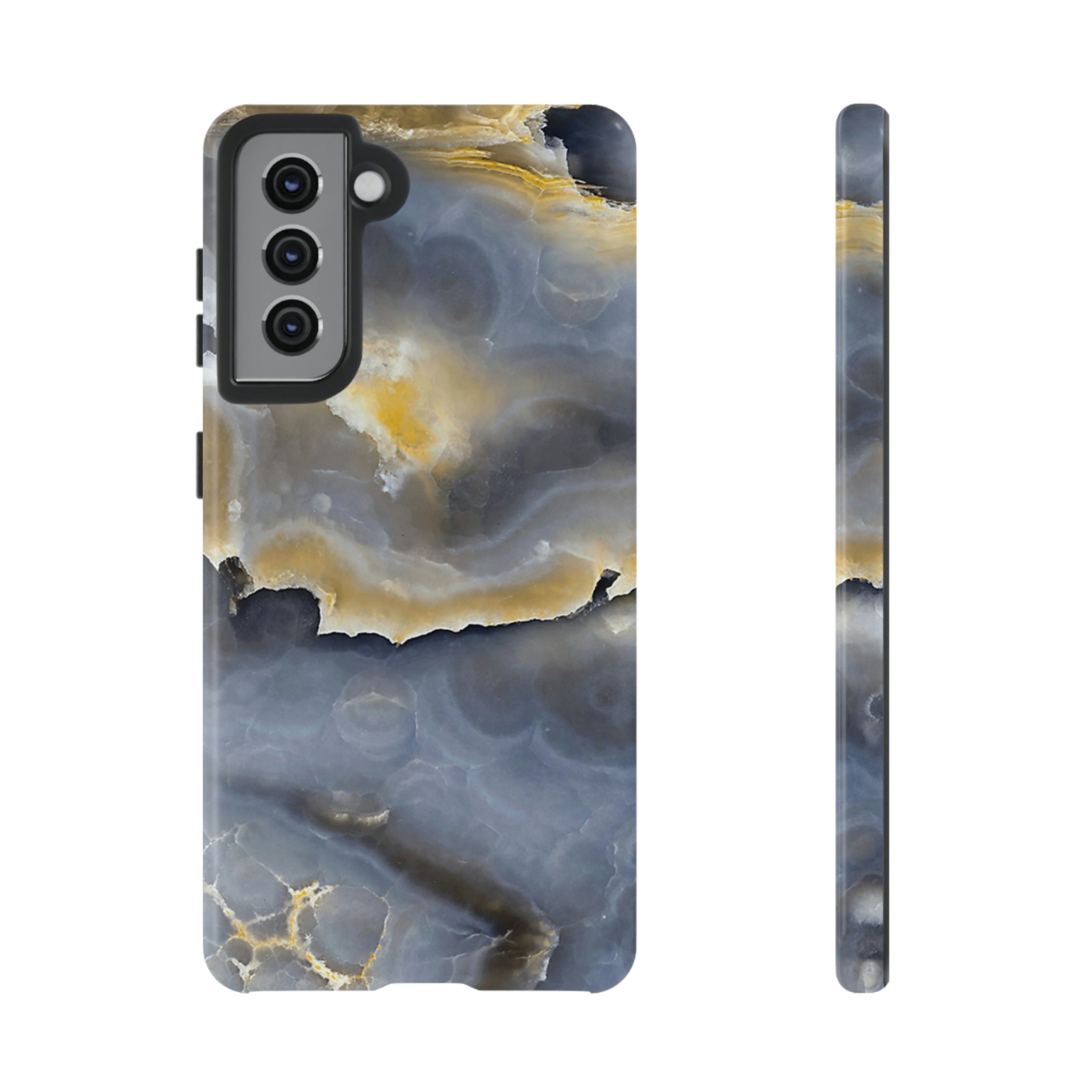 Marble Blue Gold Android Case (Protective) Samsung Galaxy S21 Glossy Phone Case