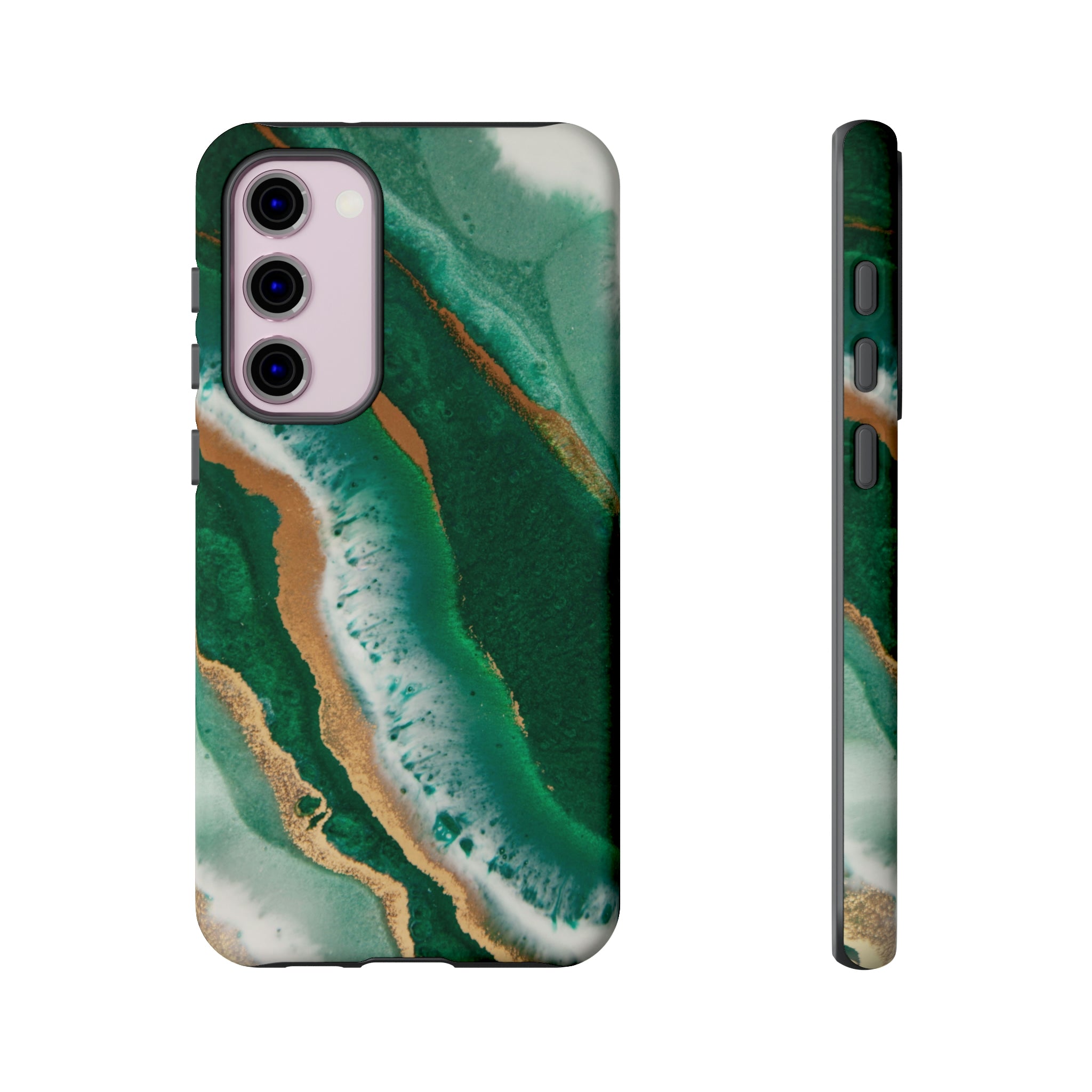 Green & Gold Epoxy Android Case (Protective) Samsung Galaxy S23 Plus Matte Phone Case