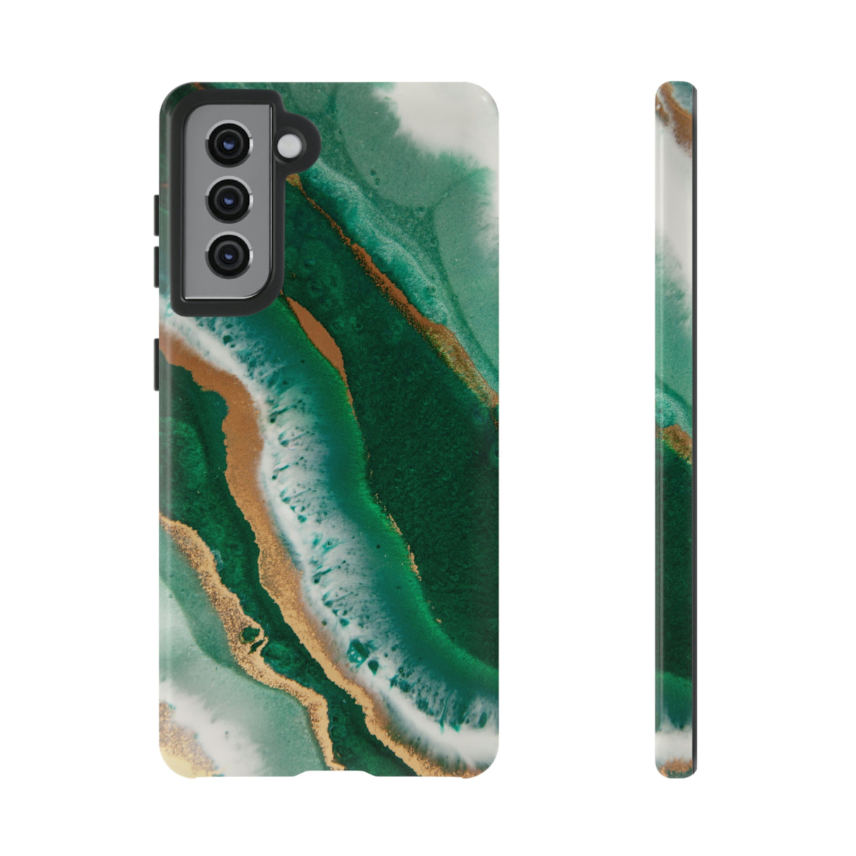 Green & Gold Epoxy Android Case (Protective) Samsung Galaxy S21 Glossy Phone Case