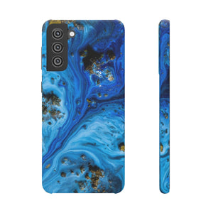 Blue Ice Melt Ink Art Android Case (Slim) Samsung Galaxy S21 Plus Glossy Phone Case