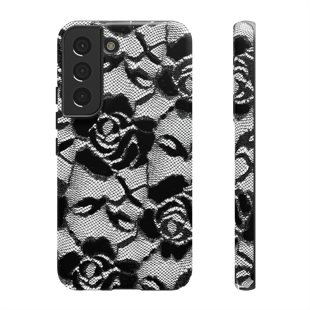 Black Rose Lace Gothic Flower Samsung Case (Protective) Samsung Galaxy S22 Glossy Phone Case