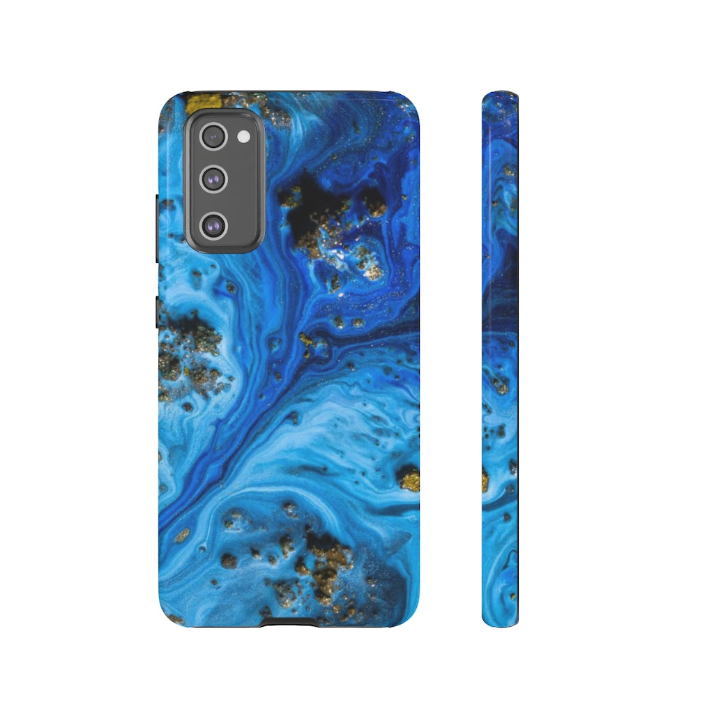 Blue Ice Melt Ink Art Android Case (Protective) Samsung S20 FE Glossy Phone Case