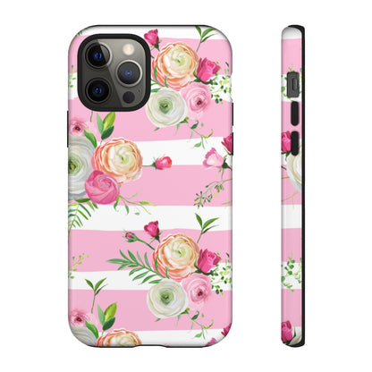 Pink Roses and Ranunculus Flowers iPhone Case (Protective) iPhone 12 Pro Glossy Phone Case