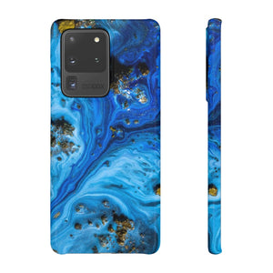 Blue Ice Melt Ink Art Android Case (Slim) Samsung Galaxy S20 Ultra Glossy Phone Case