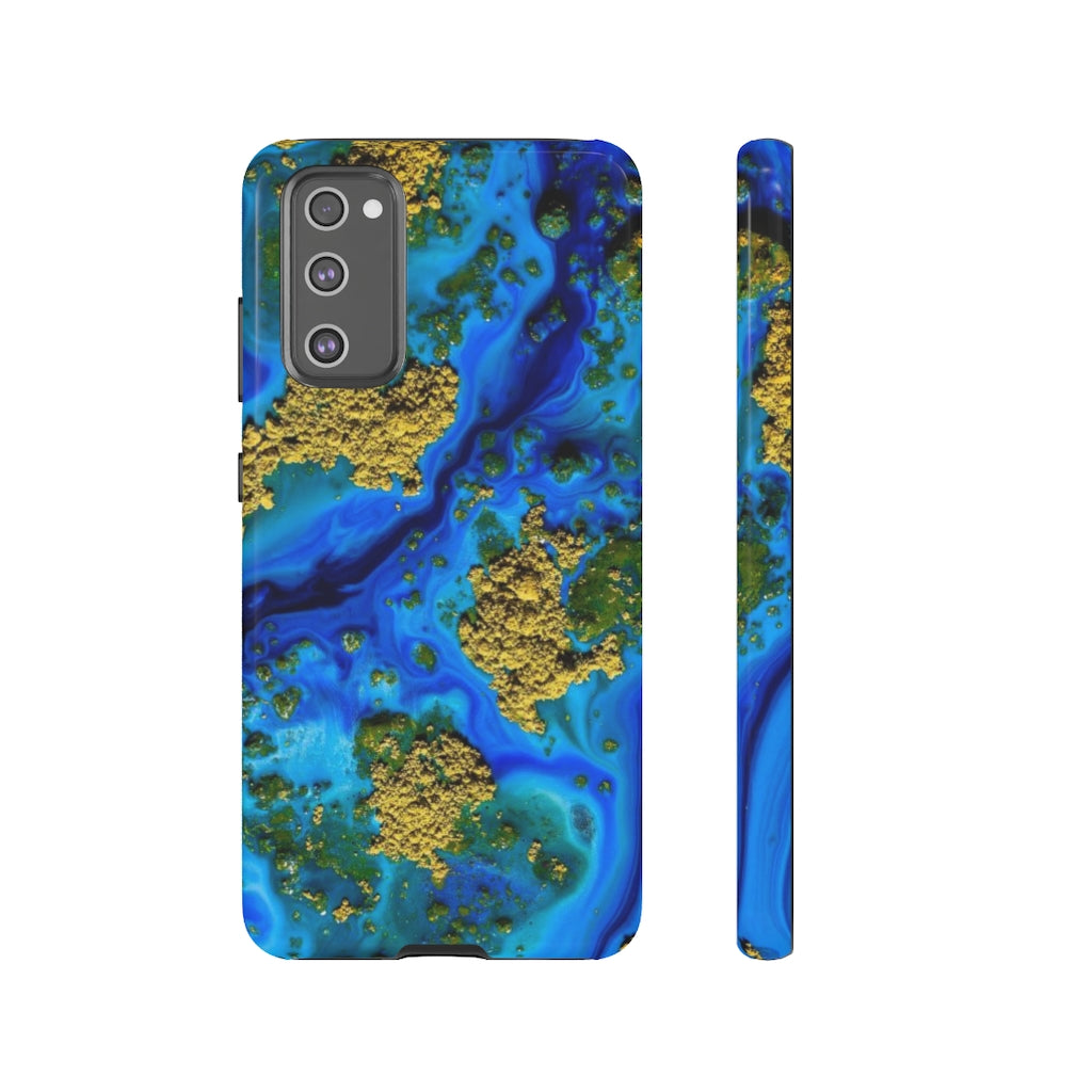 Blue Clear Ocean Ink Art Android Case (Protective) Samsung S20 FE Glossy Phone Case