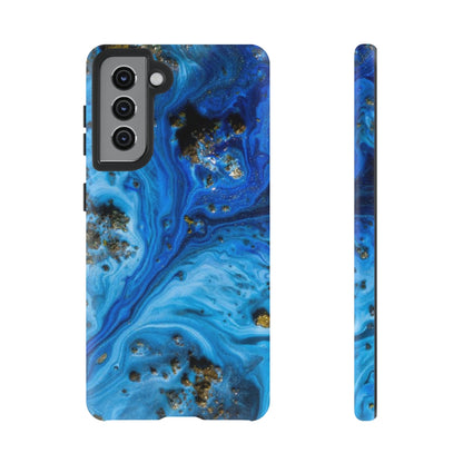 Blue Ice Melt Ink Art Android Case (Protective) Samsung Galaxy S21 Matte Phone Case