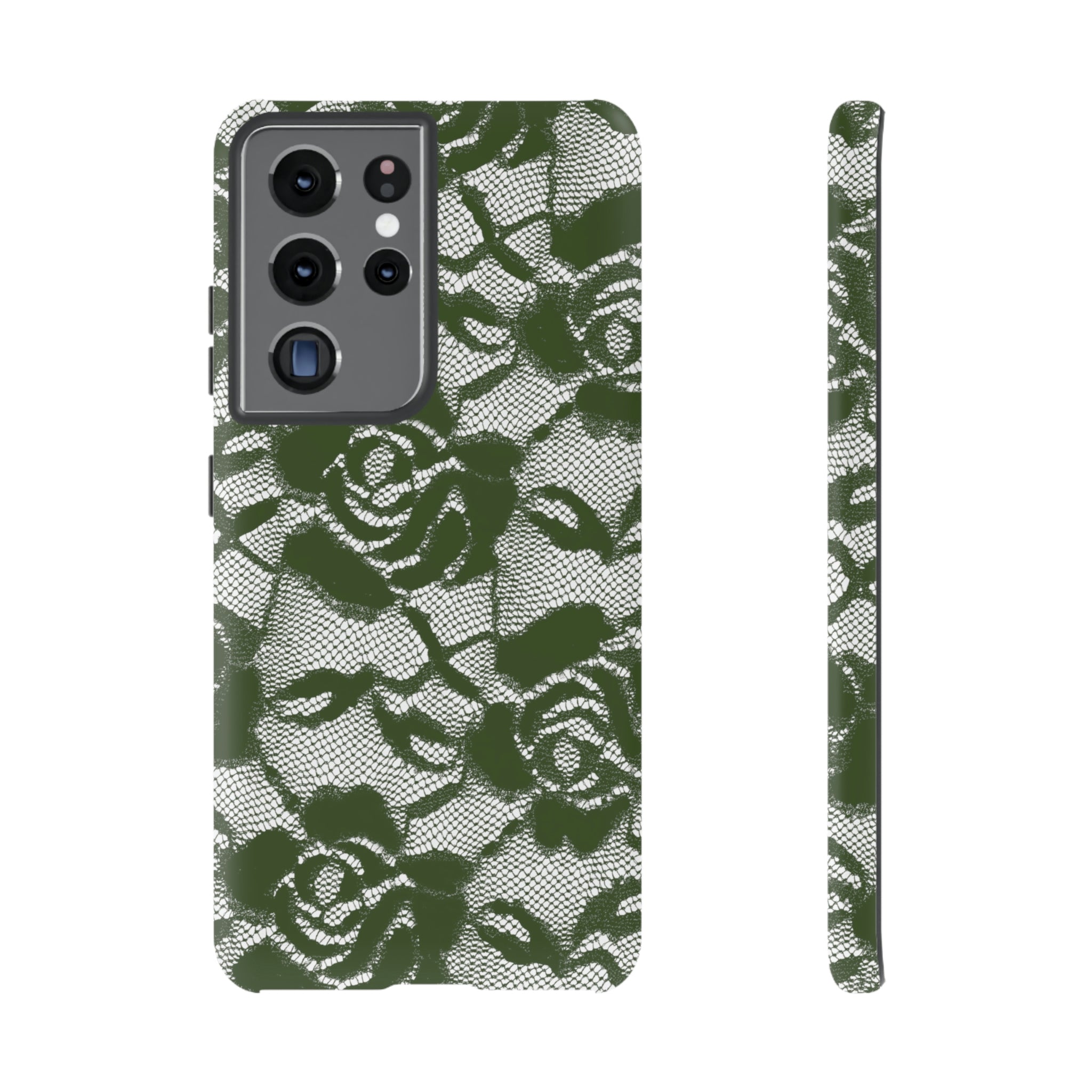 Green Rose Lace Gothic Flower Samsung Case (Protective) Samsung Galaxy S21 Ultra Matte Phone Case