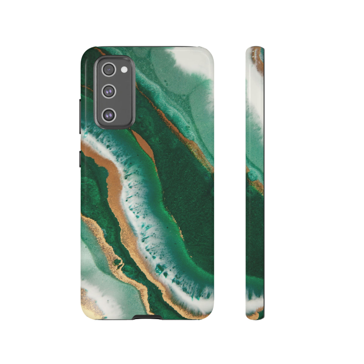 Green & Gold Epoxy Android Case (Protective) Samsung Galaxy S20 FE Glossy Phone Case