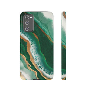 Green & Gold Epoxy Android Case (Protective) Samsung Galaxy S20 FE Glossy Phone Case