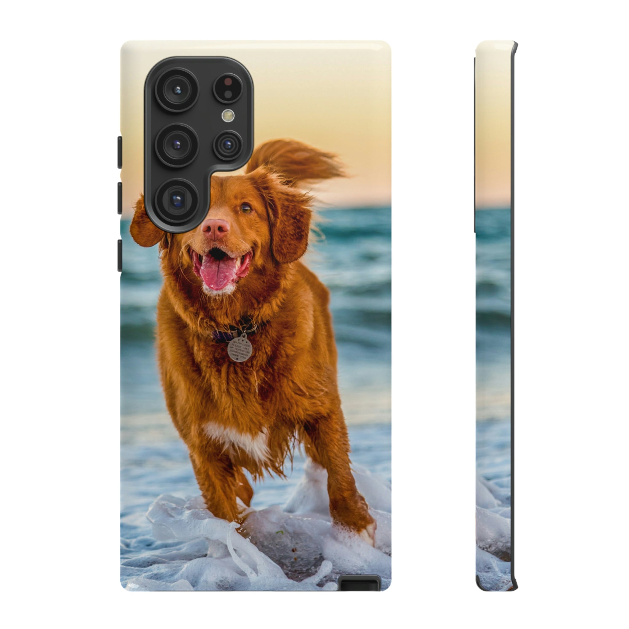 Happy Beach Dog Android Case (Protective) Samsung Galaxy S22 Ultra Glossy Phone Case