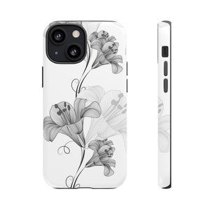 Lily Flower Monochrome iPhone Case (Protective) iPhone 13 Mini Matte Phone Case