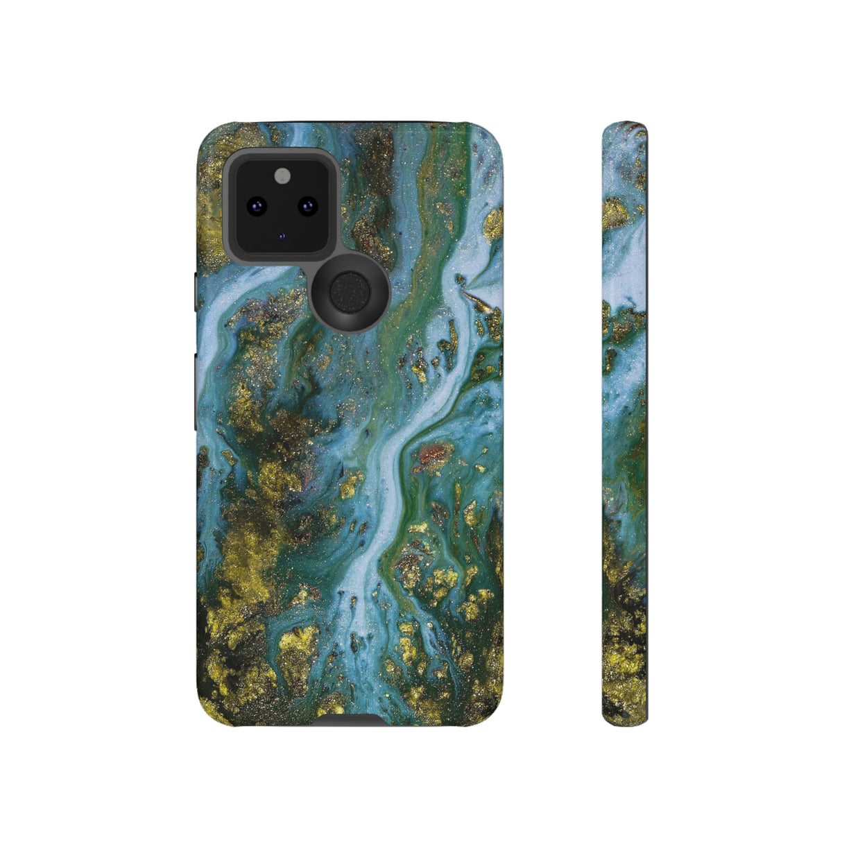 Ocean Blue Ink Art Android Case (Protective) Google Pixel 5 5G Glossy Phone Case