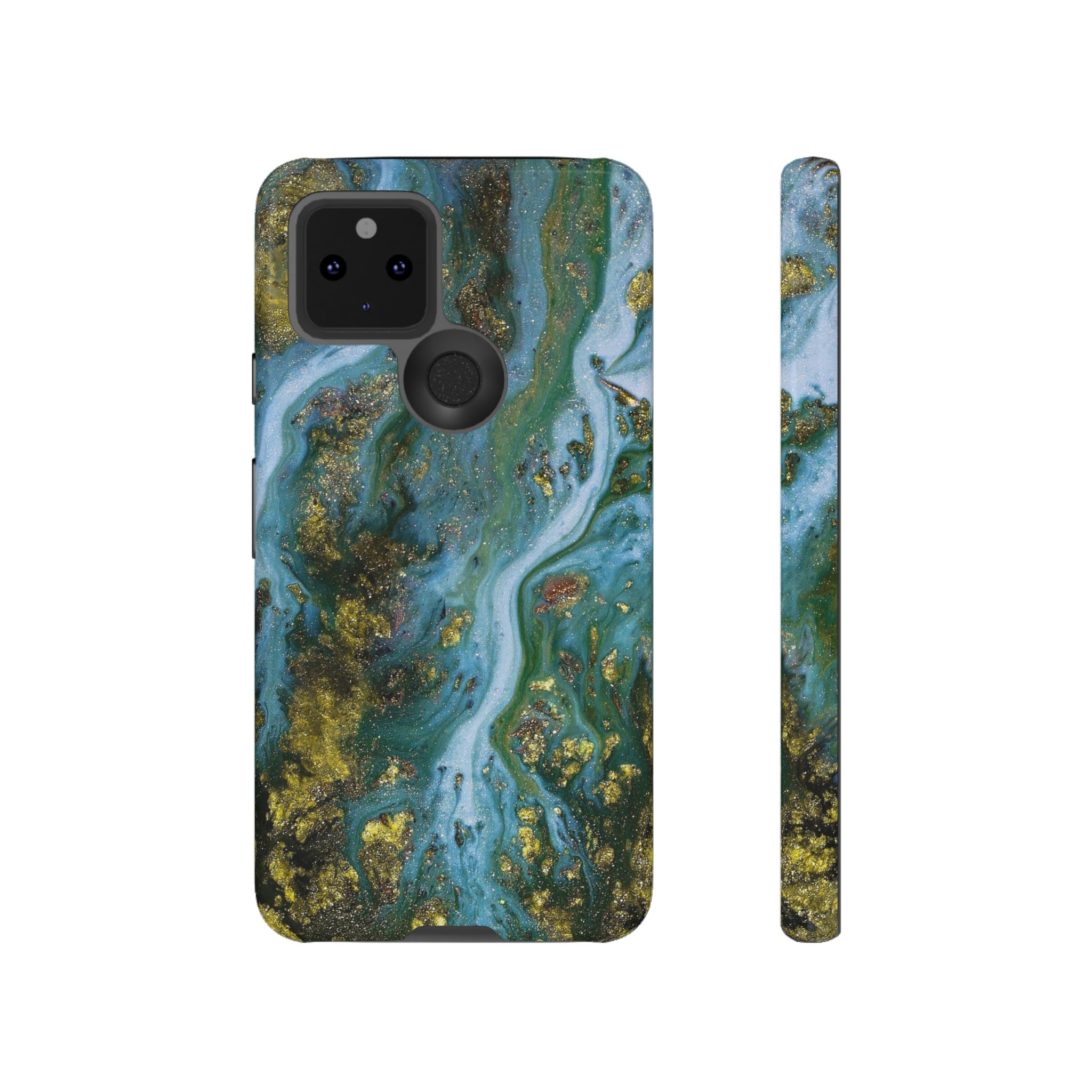 Ocean Blue Ink Art Android Case (Protective) Google Pixel 5 5G Glossy Phone Case