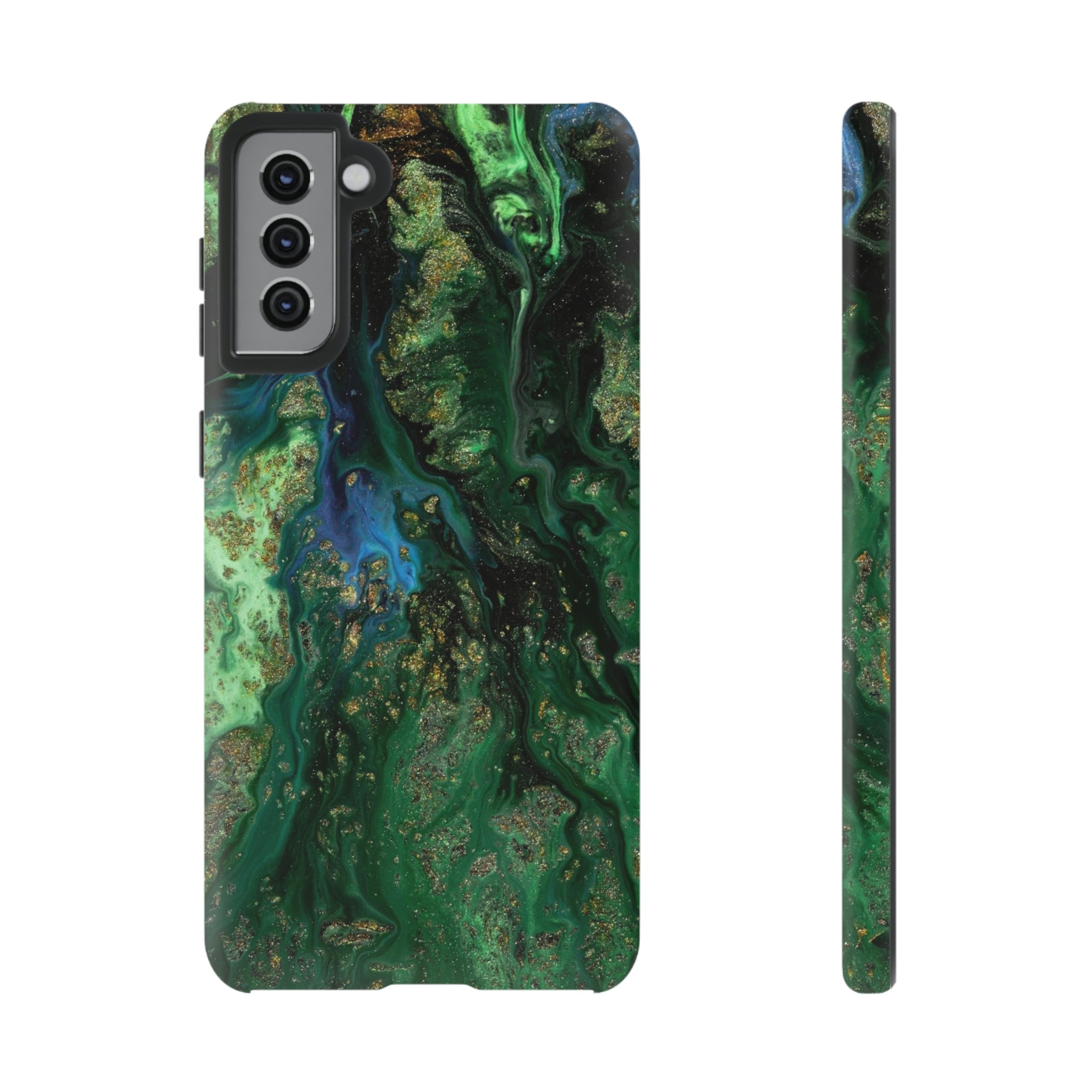 Green Liquid Marble Ink Art Android Case (Protective) Samsung Galaxy S21 Plus Matte Phone Case