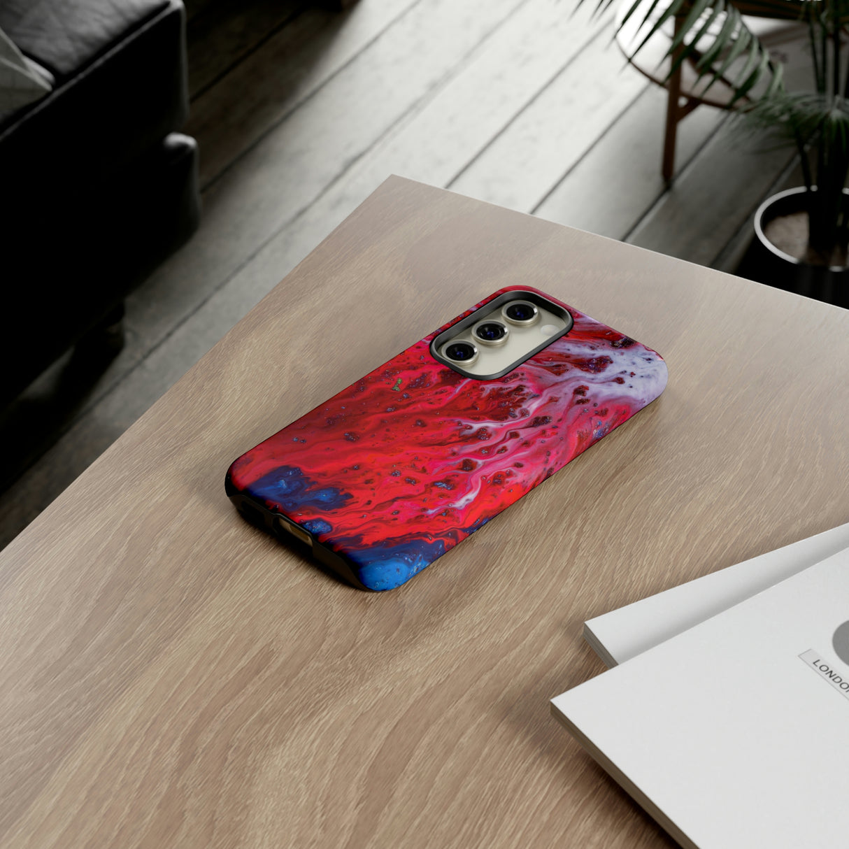 Bright Red Ink Art Android Case (Protective) Phone Case