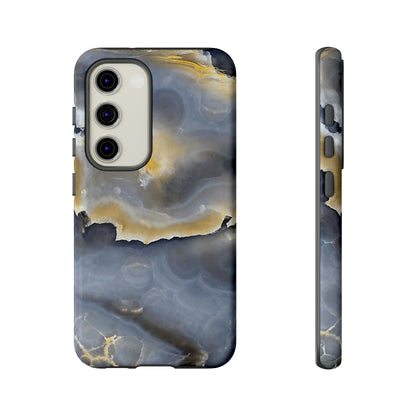 Marble Blue Gold Android Case (Protective) Samsung Galaxy S23 Glossy Phone Case