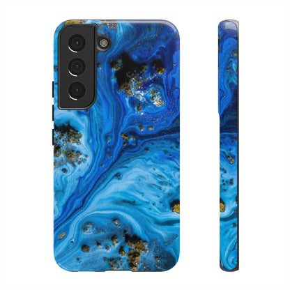 Blue Ice Melt Ink Art Android Case (Protective) Samsung Galaxy S22 Glossy Phone Case