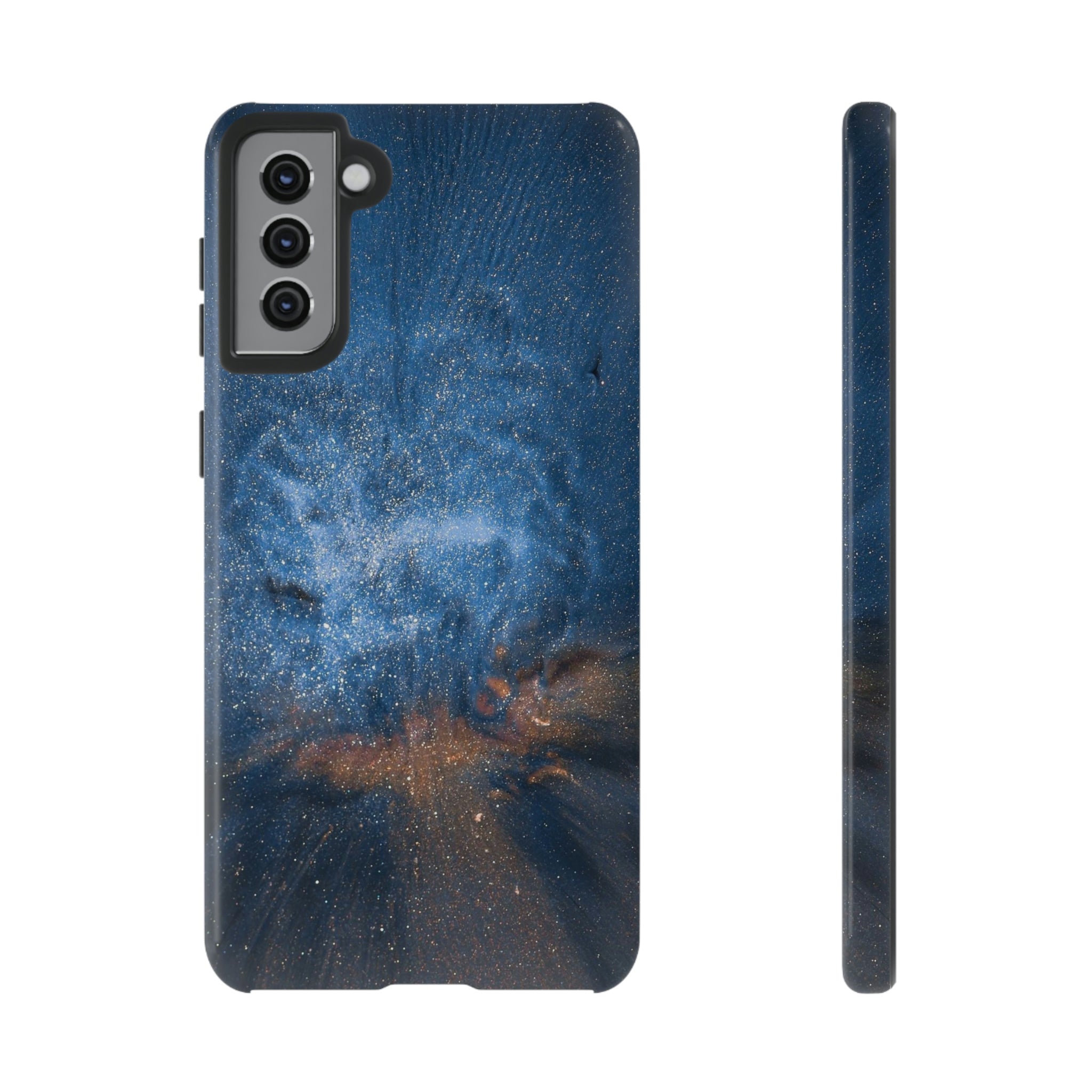 Blue Stardust Ink Art Android Case (Protective) Samsung Galaxy S21 Plus Glossy Phone Case