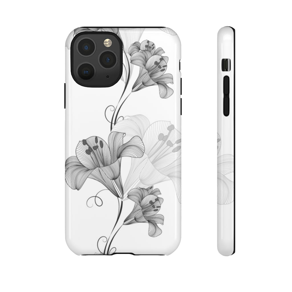 Lily Flower Monochrome iPhone Case (Protective) iPhone 11 Pro Glossy Phone Case