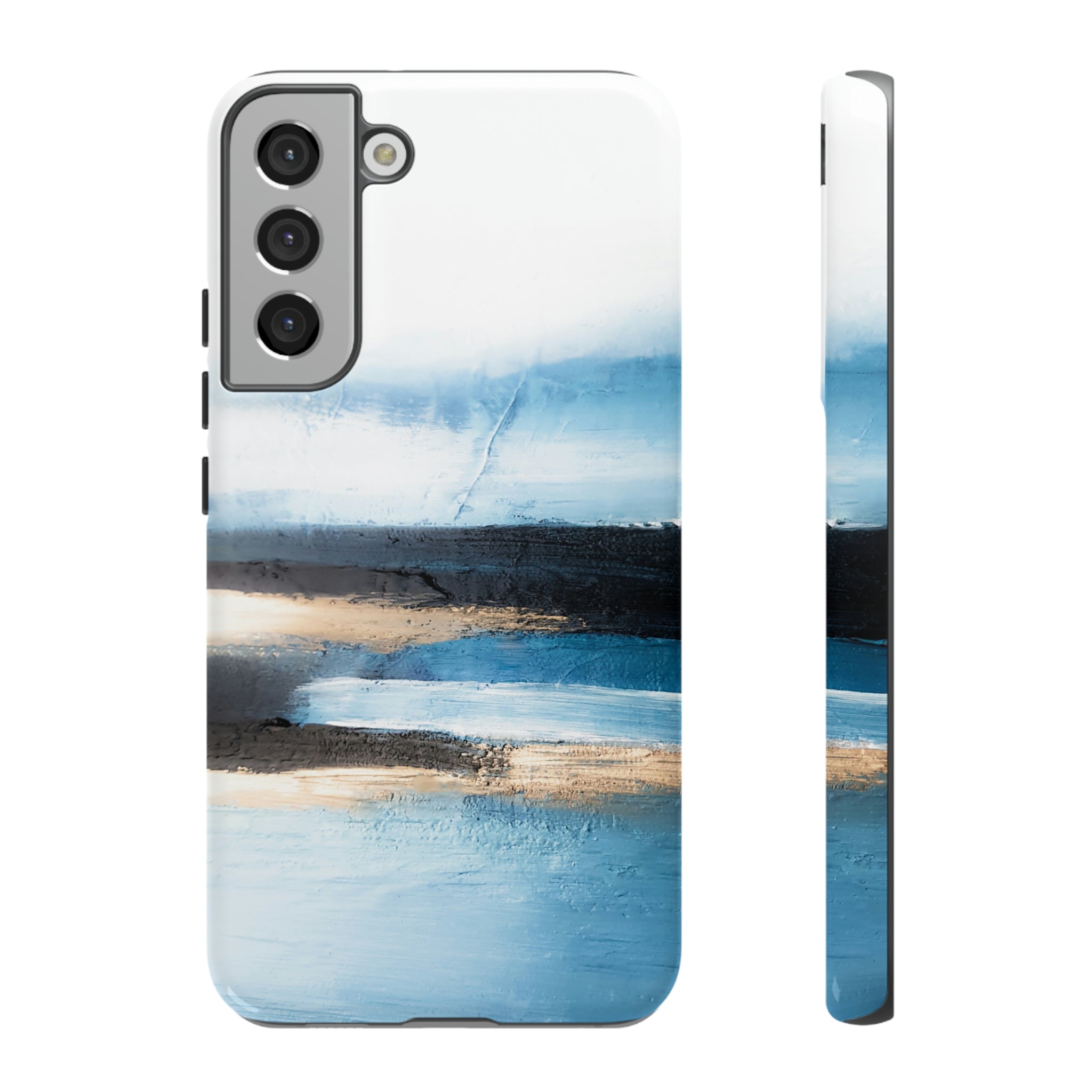 Abstract Blue Oil Painting Android Case (Protective) Samsung Galaxy S22 Plus Glossy Phone Case