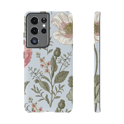 Poppy Blue Vintage Flower Samsung Case (Protective) Samsung Galaxy S21 Ultra Matte Phone Case