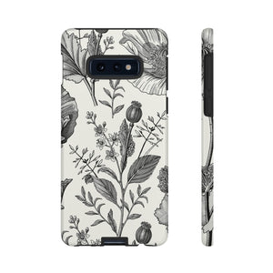 Poppy Gray Vintage Flower Samsung Case (Protective) Samsung Galaxy S10E Glossy Phone Case