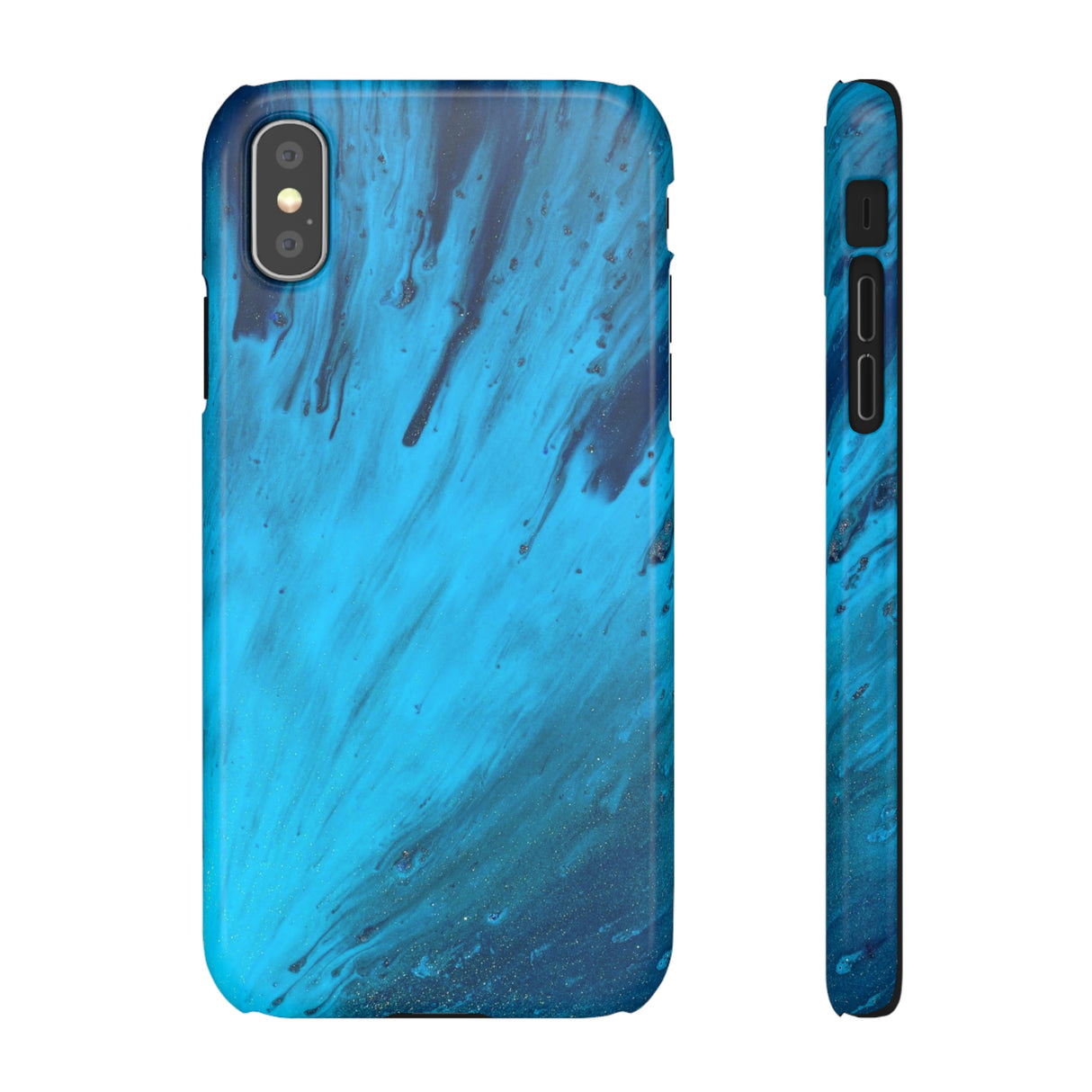 Light Blue Ink Art iPhone Case (Slim) iPhone XS Glossy Phone Case