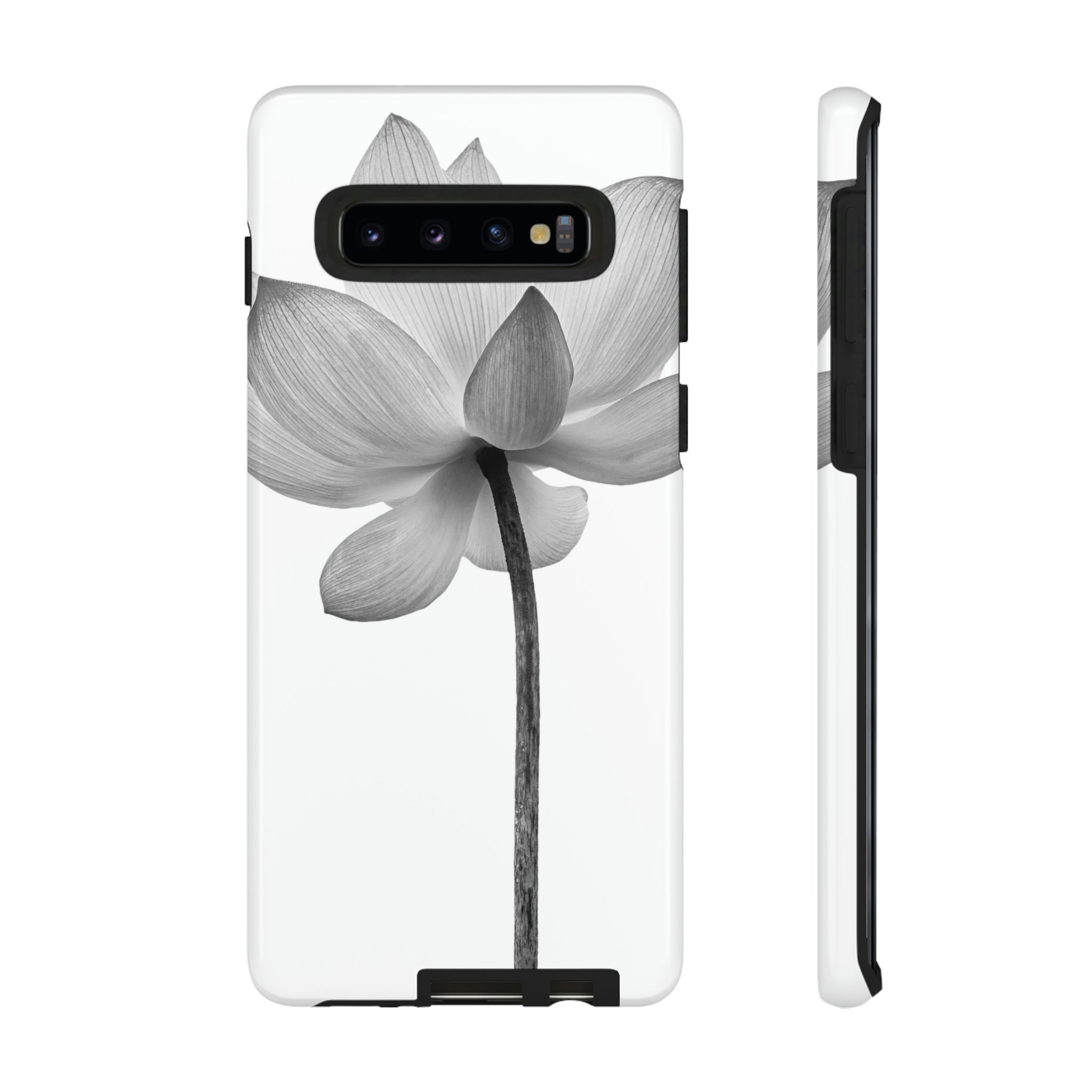 Black White Lotus Android Case (Protective) Samsung Galaxy S10 Glossy Phone Case