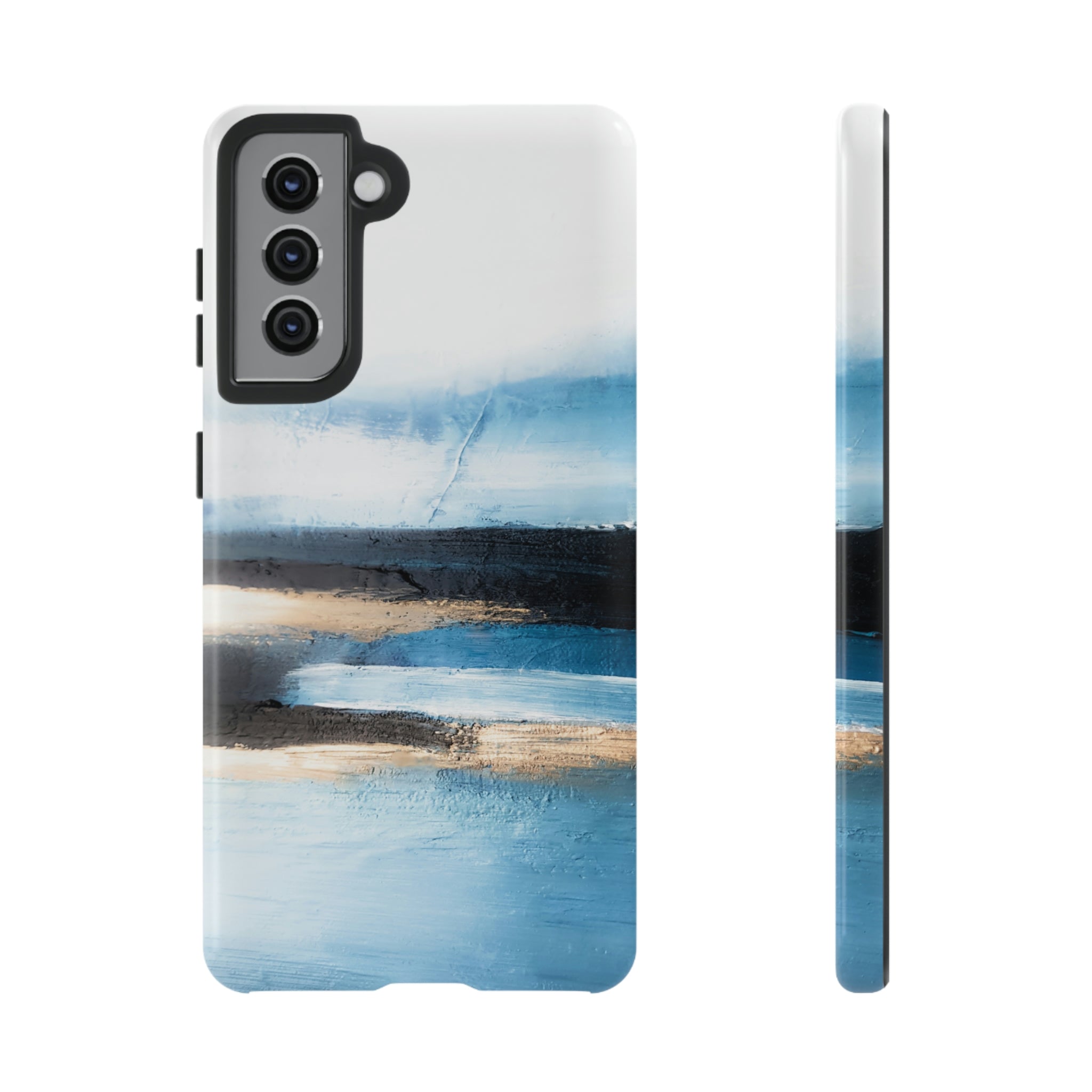 Abstract Blue Oil Painting Android Case (Protective) Samsung Galaxy S21 Glossy Phone Case