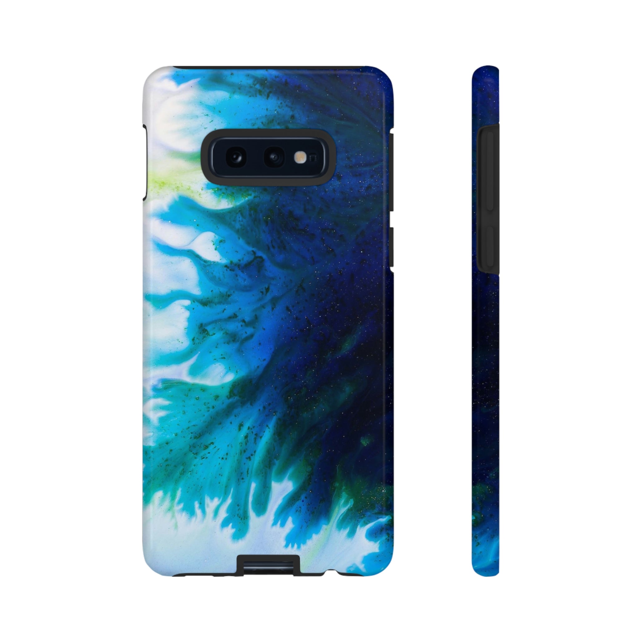 Blue Liquid Ink Art Android Case (Protective) Samsung Galaxy S10E Glossy Phone Case