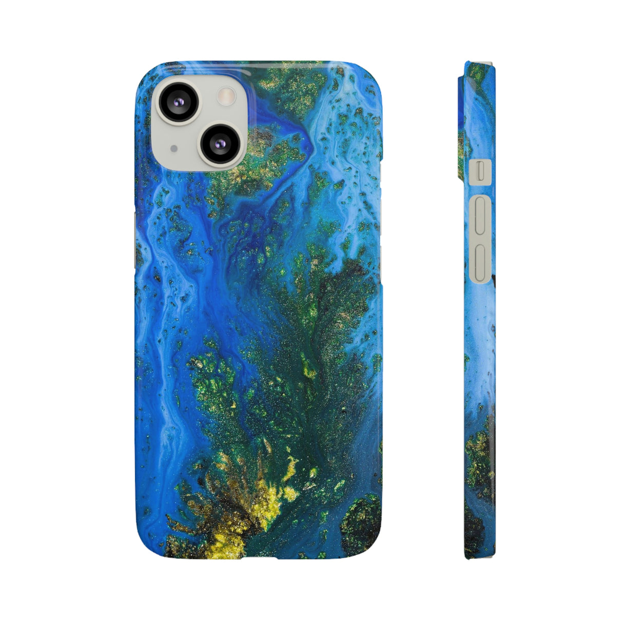 Blue Globe Ink Art iPhone Case (Slim) iPhone 13 Glossy Phone Case