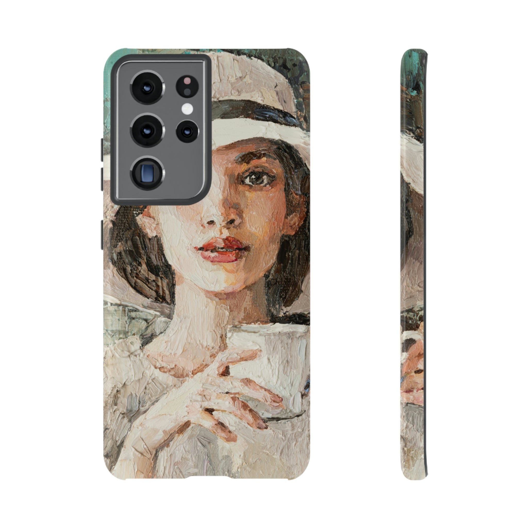 Lady White Hat Android Case (Protective) Samsung Galaxy S21 Ultra Glossy Phone Case