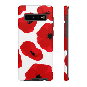 Red poppies on white Samsung Case (Protective) Samsung Galaxy S10 Plus Glossy Phone Case