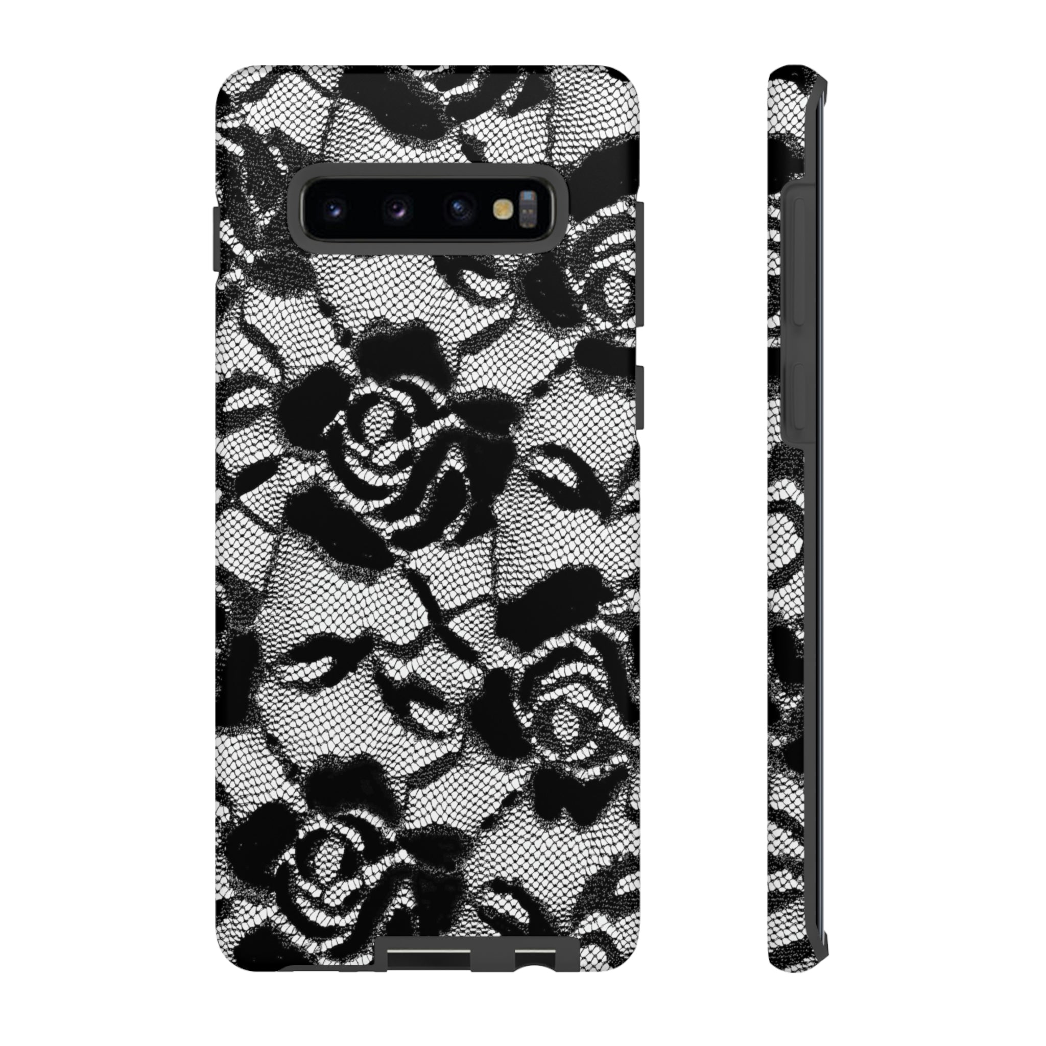 Black Rose Lace Gothic Flower Samsung Case (Protective) Samsung Galaxy S10 Plus Matte Phone Case