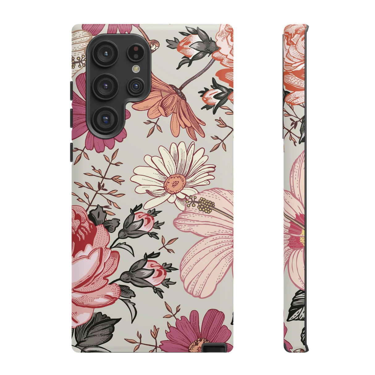 Pink daisies Vintage Flower Samsung Case (Protective) Samsung Galaxy S22 Ultra Matte Phone Case