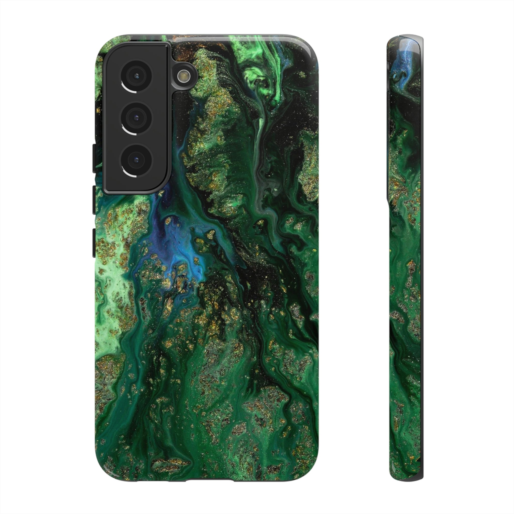 Green Liquid Marble Ink Art Android Case (Protective) Samsung Galaxy S22 Glossy Phone Case