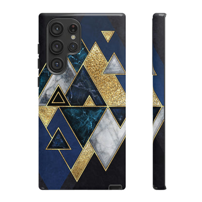 Dark Blue Geometric Android Case (Protective) Samsung Galaxy S22 Ultra Glossy Phone Case