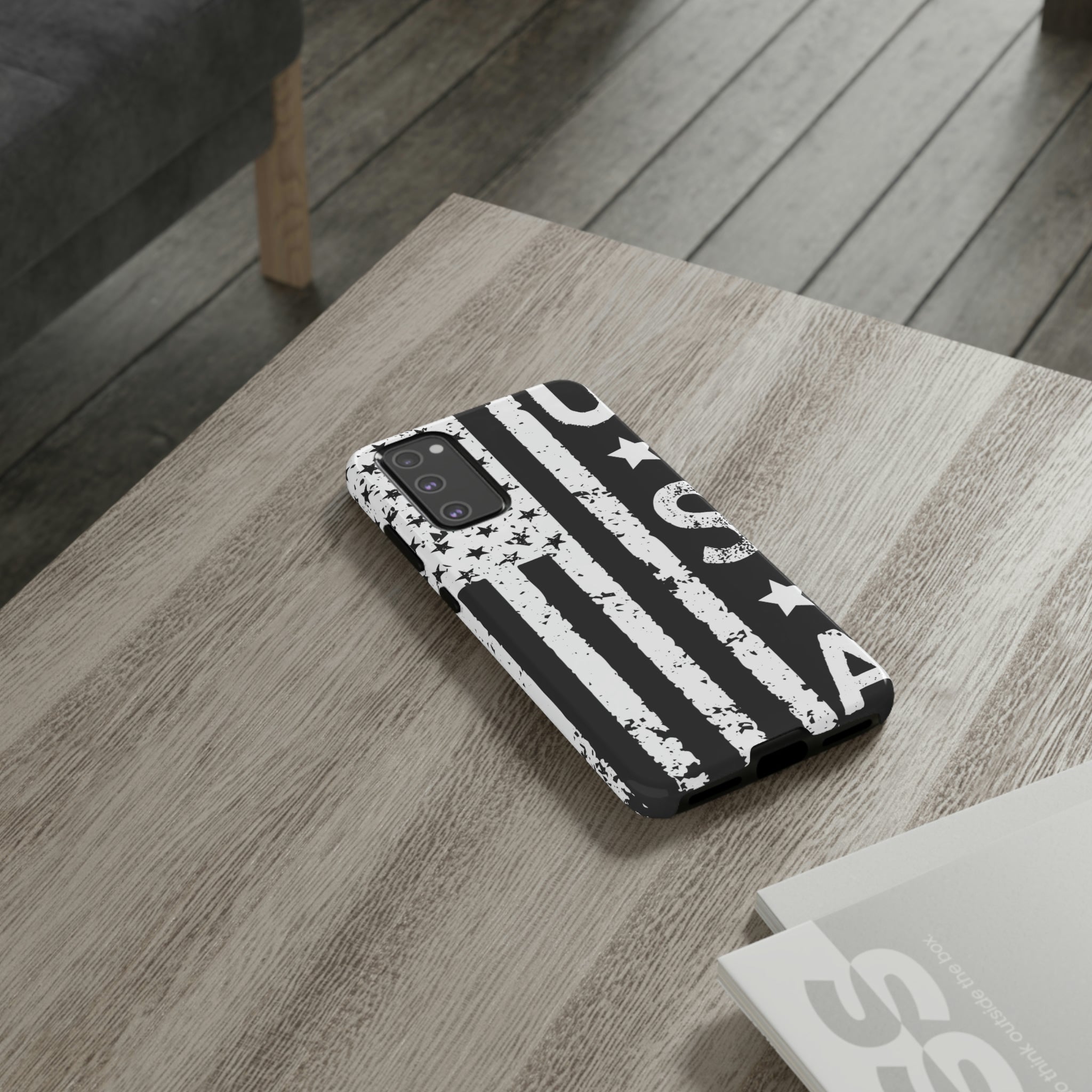 Black n White U.S Flag Android Case (Protective) Phone Case