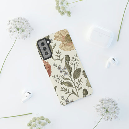 Poppy Brown Vintage Flower Samsung Case (Protective) Phone Case