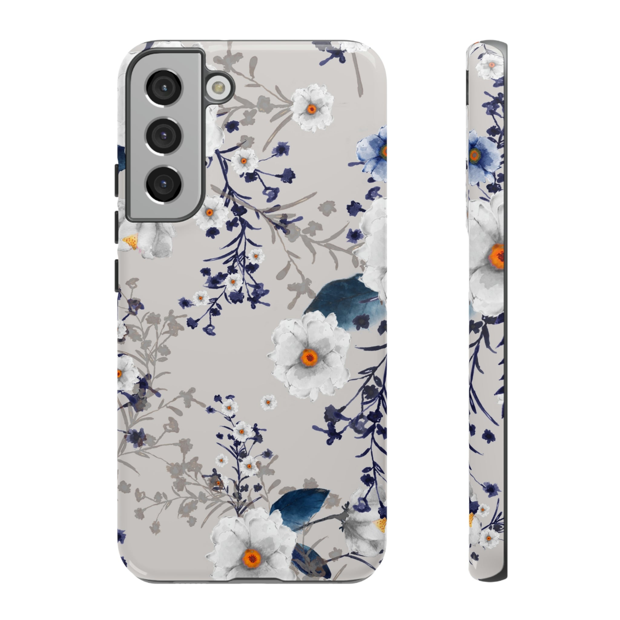 Blue Summerflowers Android Case (Protective) Samsung Galaxy S22 Plus Glossy Phone Case