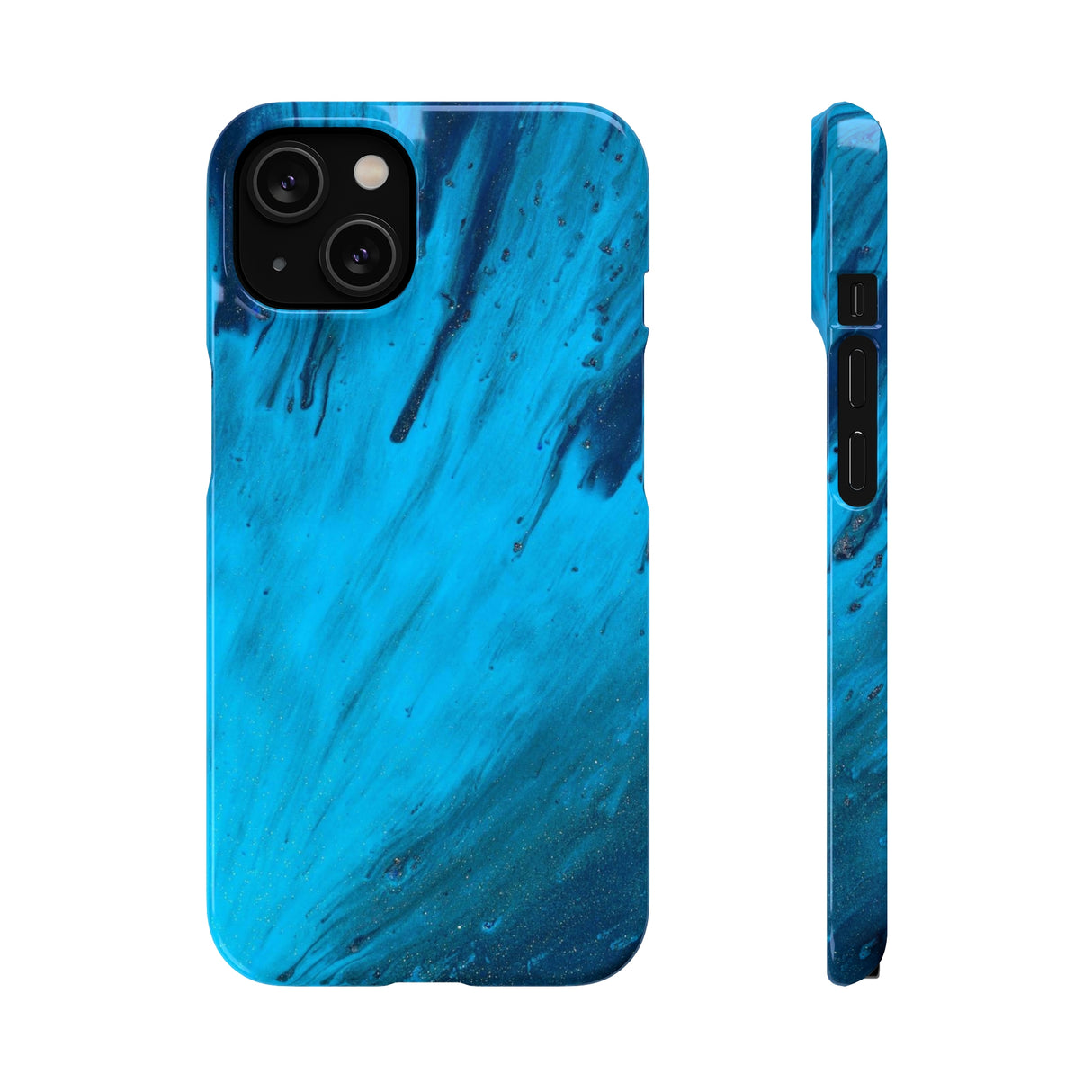 Light Blue Ink Art iPhone Case (Slim) iPhone 14 Glossy Phone Case