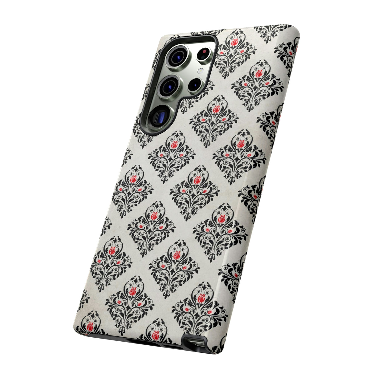 Grey Rose Gothic Flower Samsung Case (Protective) Phone Case