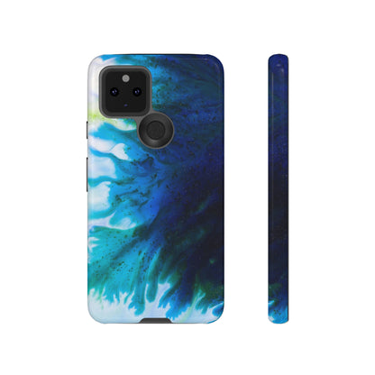 Blue Liquid Ink Art Android Case (Protective) Google Pixel 5 5G Glossy Phone Case