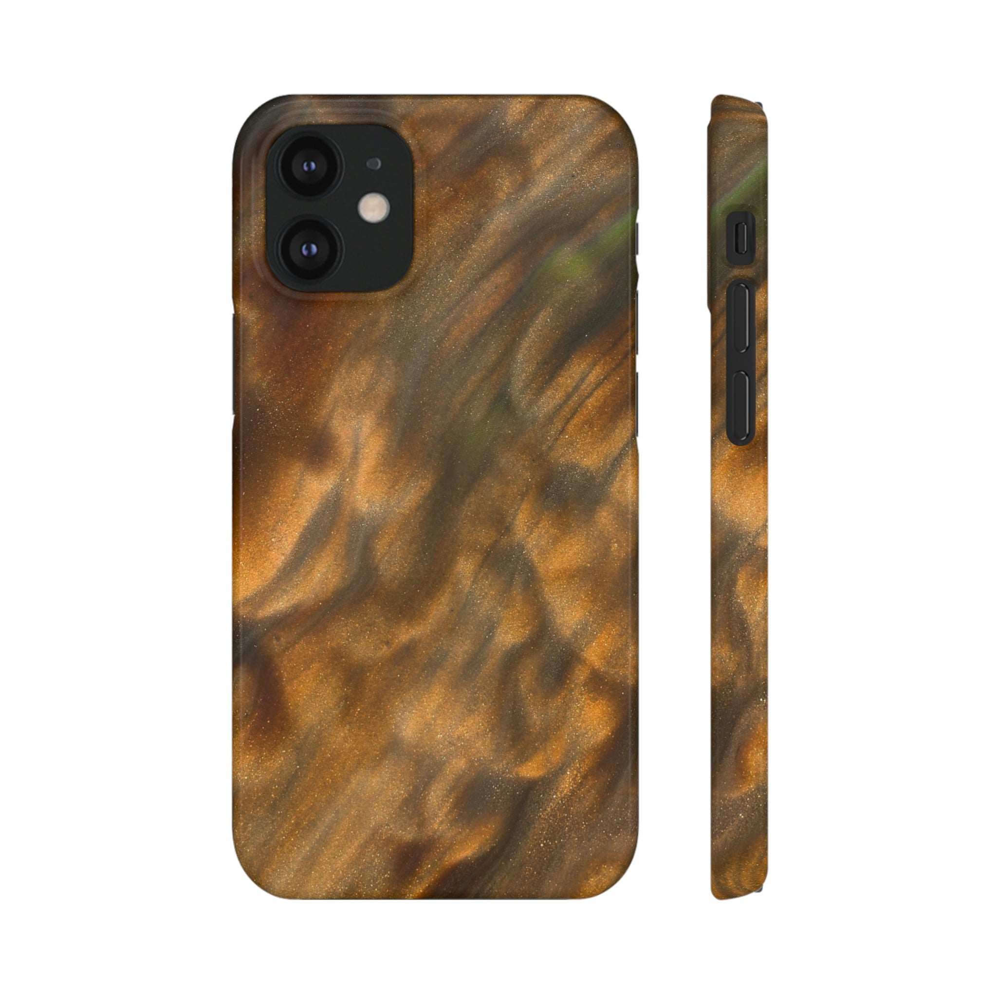 Gold Sand Ink Art iPhone Case (Slim) iPhone 12 Mini Glossy Phone Case